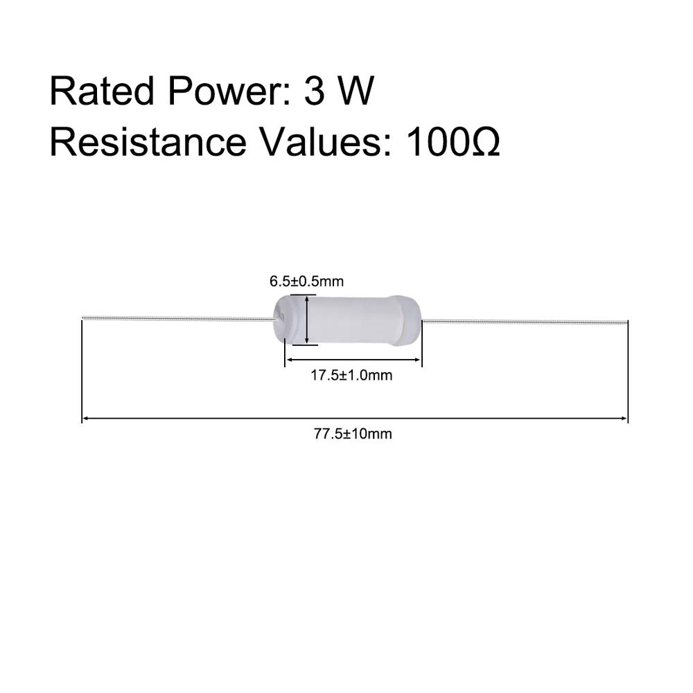 Unique Bargains 20pcs 3W 3 Watt Metal Oxide Film Resistor Axial Lead 100 Ohm ±5% Tolerance