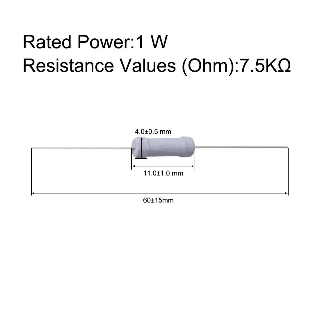 Unique Bargains 100 Pcs 1W 1 Watt Metal Oxide Film Resistor Axial Lead 7.5K Ohm ±5% Tolerance