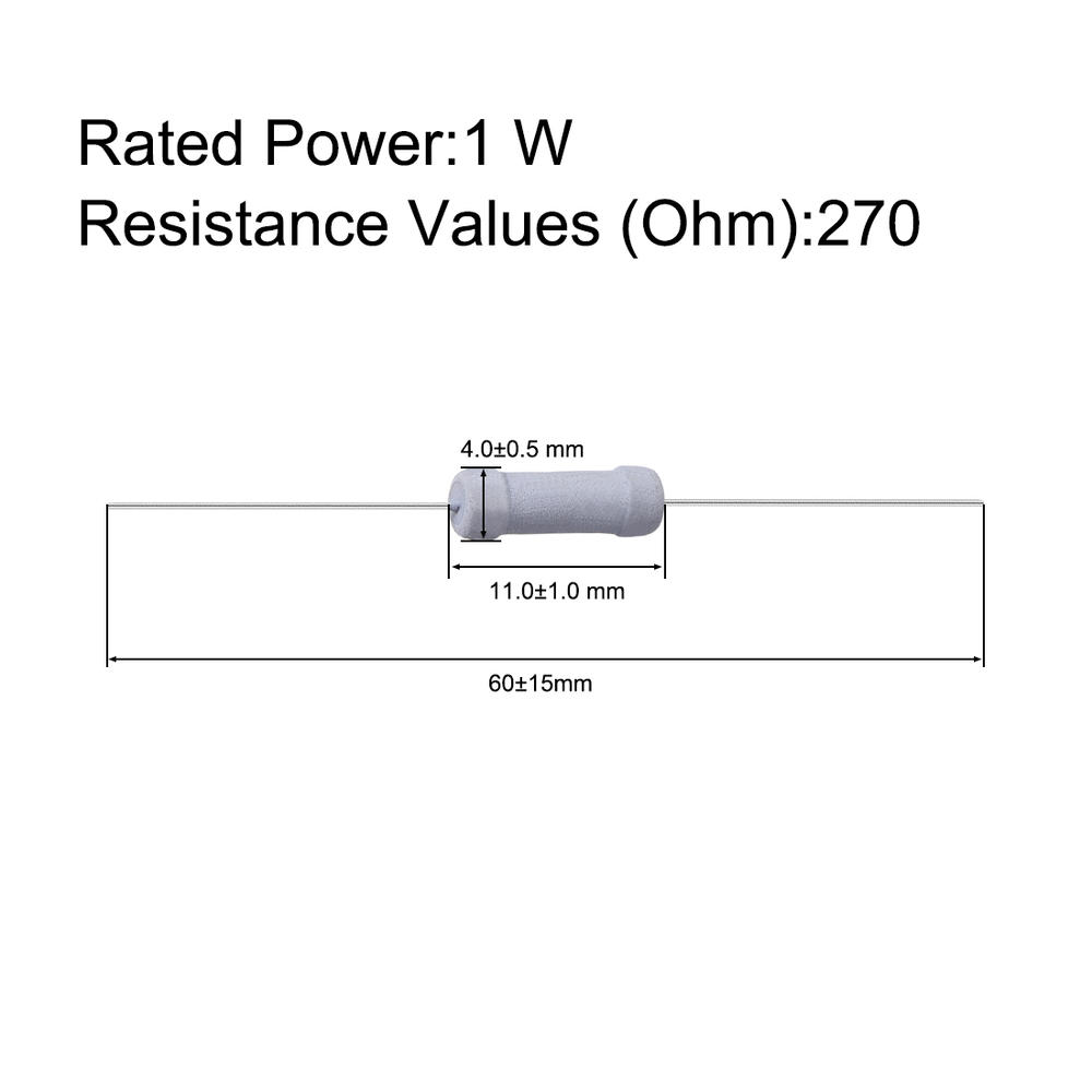 Unique Bargains 50 Pcs 1W 1 Watt Metal Oxide Film Resistor Axial Lead 270 Ohm ±5% Tolerance