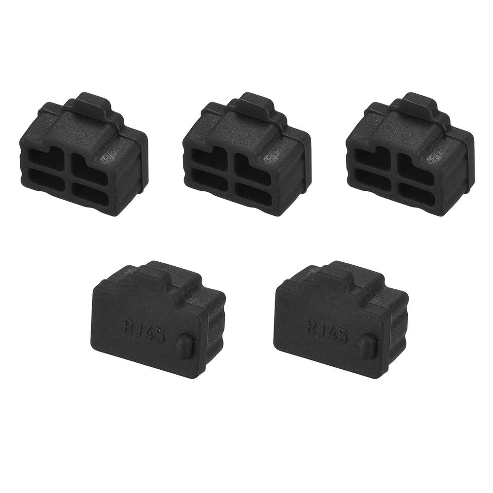 Unique Bargains Silicone Ethernet Hub Port RJ45 Anti-Dust Stopper Cap Cover Black 5pcs