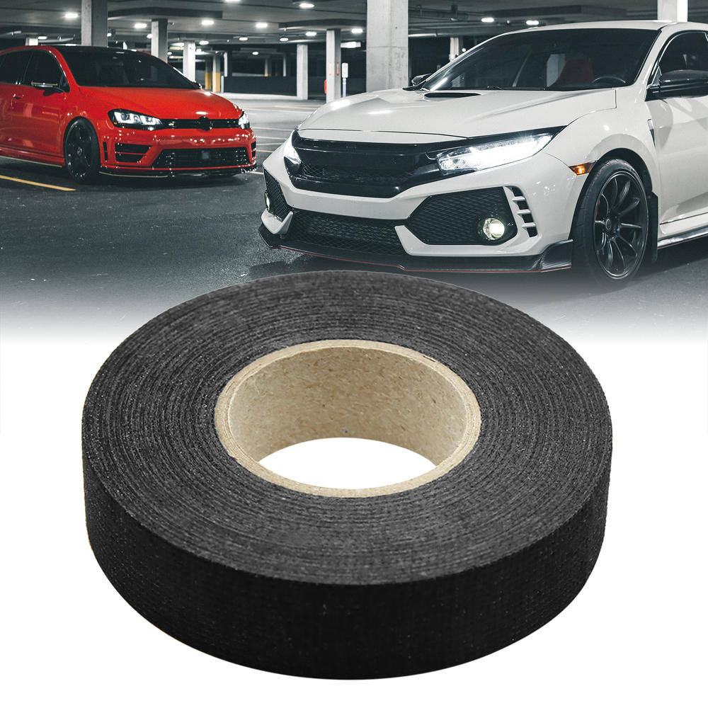 Unique Bargains Black Universal Adhesive Cloth Fabric Car Wire Harness Looms Tape 19mm x 15m