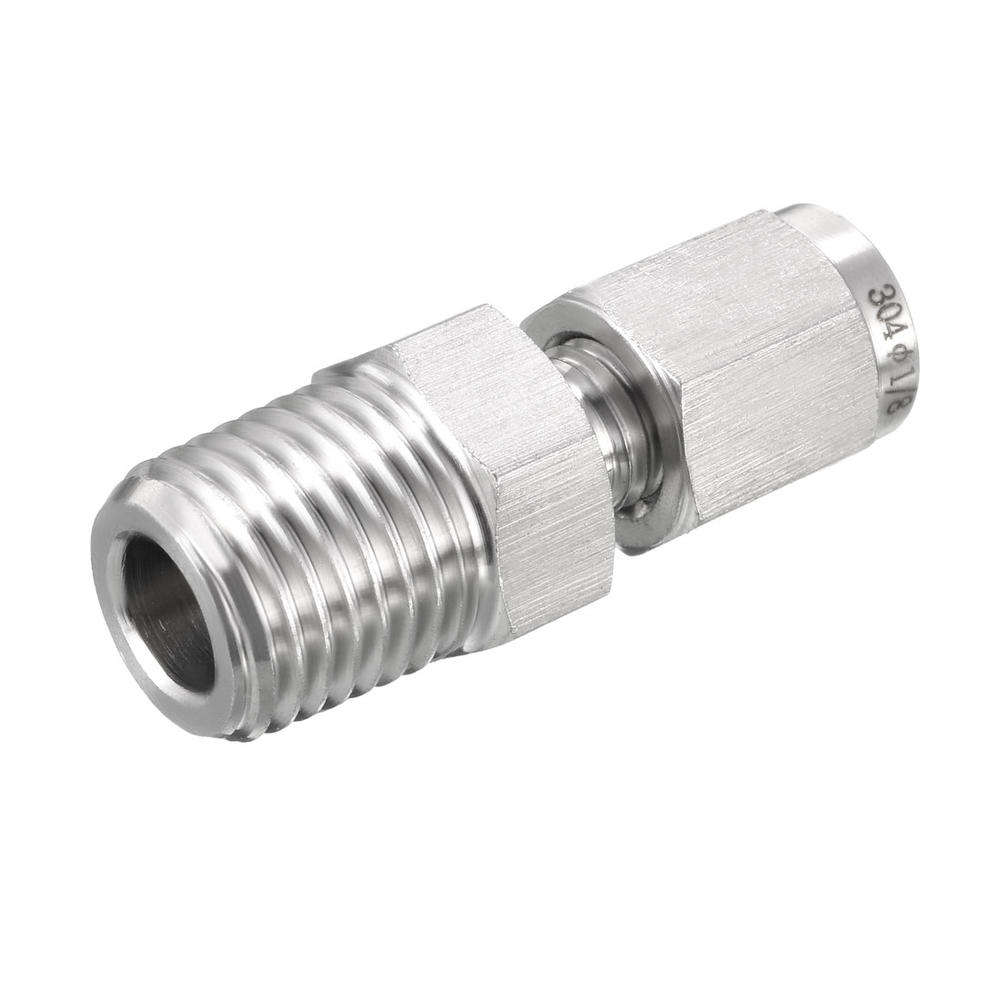 Unique Bargains Compression Tube Fitting, NPT1/4 Male x Ф1/8 Tube OD with Double Ferrules