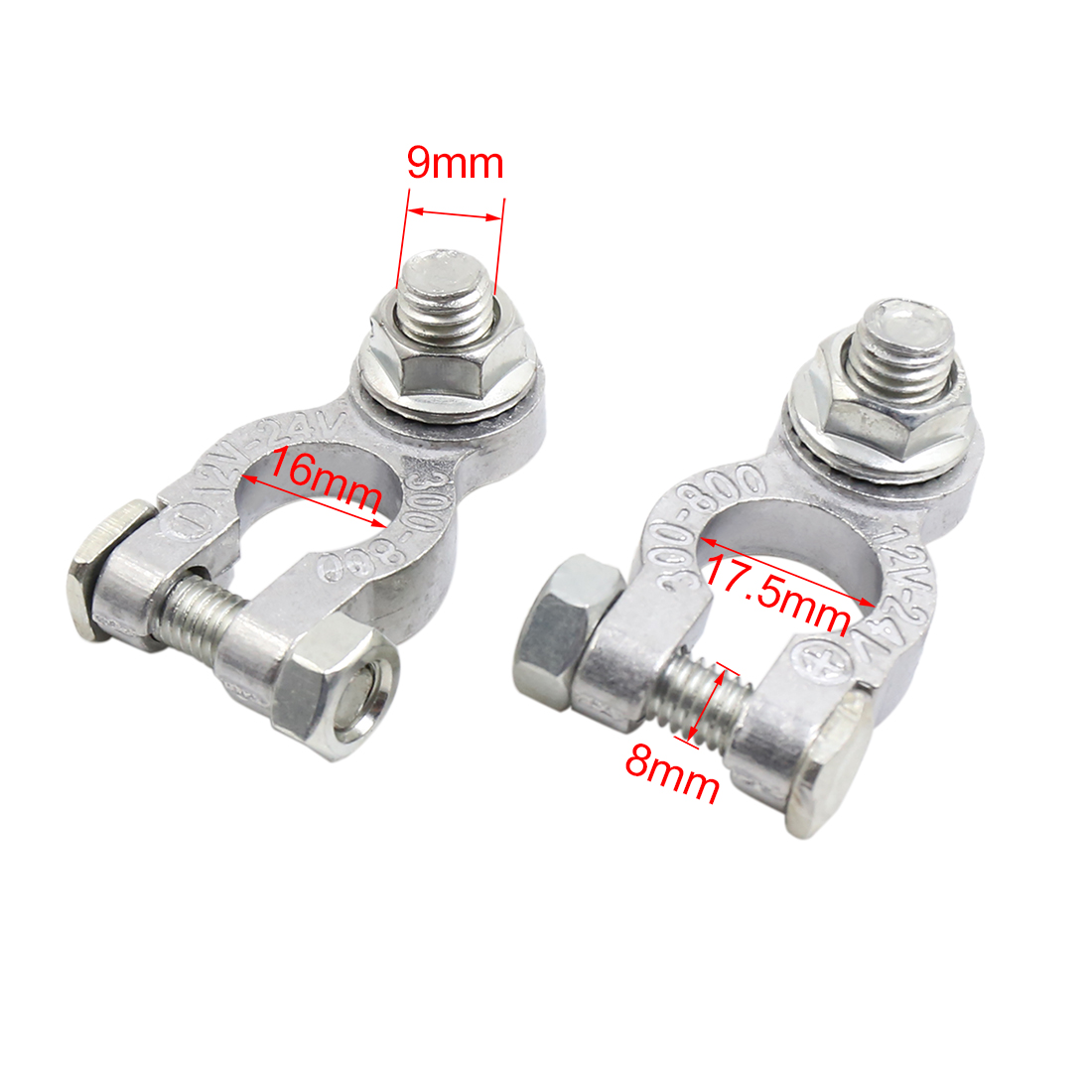 Unique Bargains 4pcs Dc 12v 24v Car Battery Terminals Positive Negative Connectors Clamp Clip