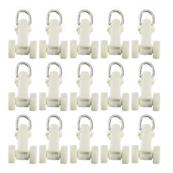 Unique Bargains Curtain Track Rollers Plastic Twin Wheeled Carriers 10mm Dia 50 Pcs