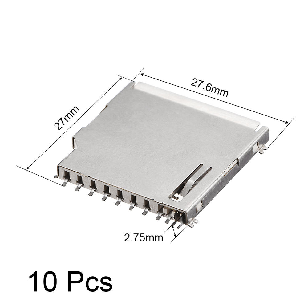 Unique Bargains SD Memory Card Socket Long Body 11 Pin PCB Mount Connector 10pcs