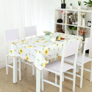 Unique Bargains Vinyl Tablecloth Rectangle 54 X 71 Yellow Sunflower Pattern Water Resistant
