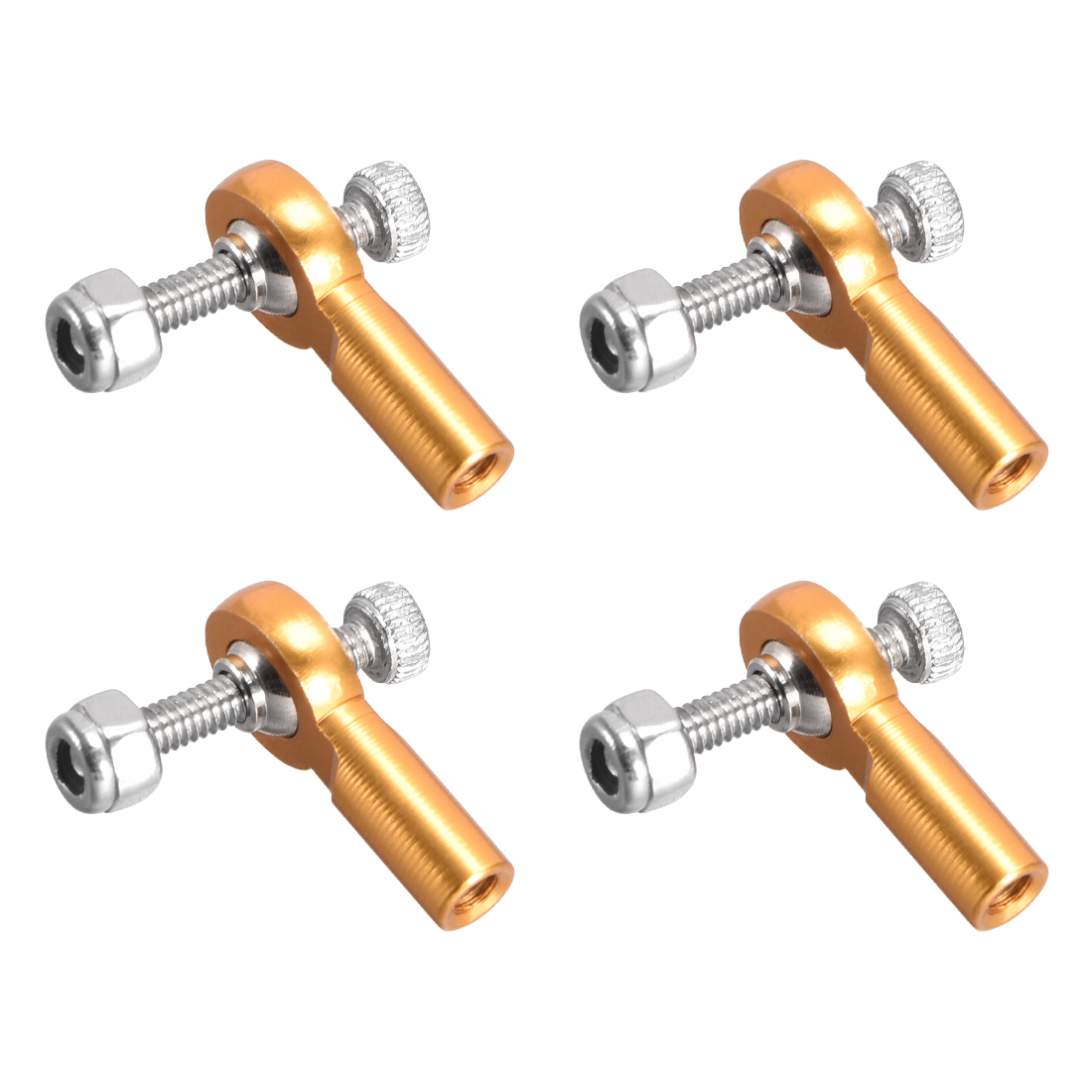 Unique Bargains 4 PCS M2/2mm 15mm Rod End Tie End Ball Head Joint Adapter Gold Tone for RC Boat