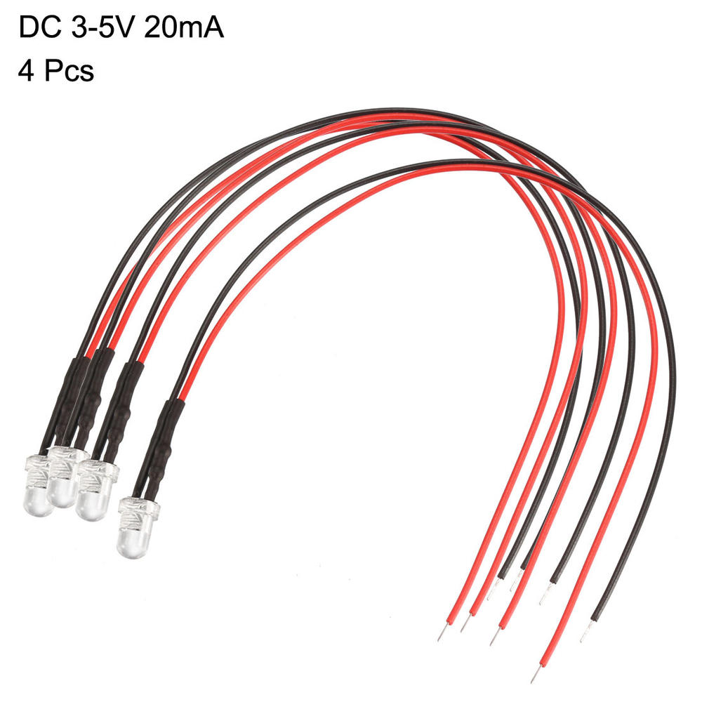 Unique Bargains Prewired LED Light 3mm Slow Flshing - Red Pre Wired Lamp DC 3-5V 20mA - 4PCS