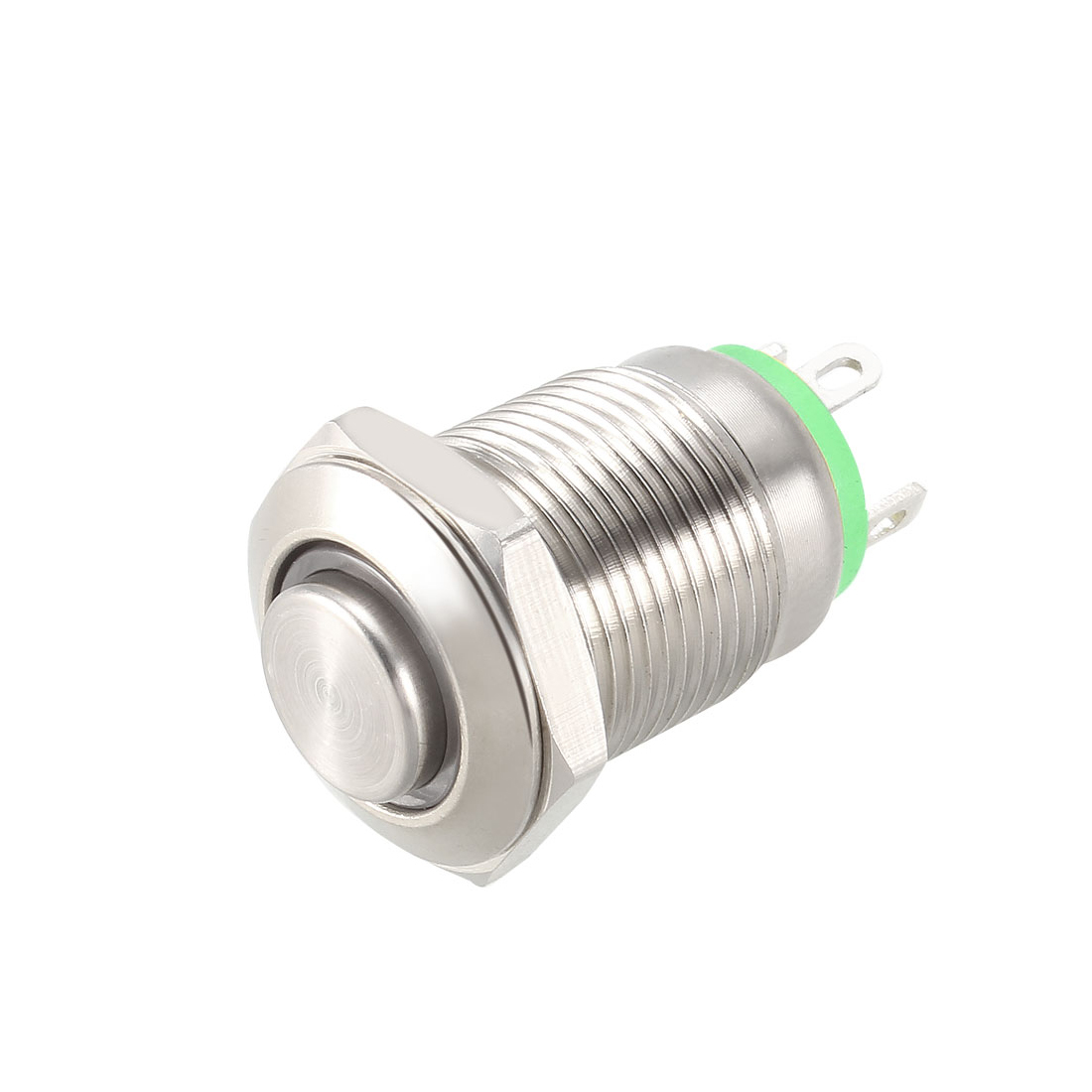 Unique Bargains Momentary Metal Push Button Switch High Head 12mm Mounting 1NO 3-6V Green LED