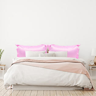 Unique Bargains 2 Pcs Pink Pillow Shams Satin Pillow Cases King Oxford Pillowcases