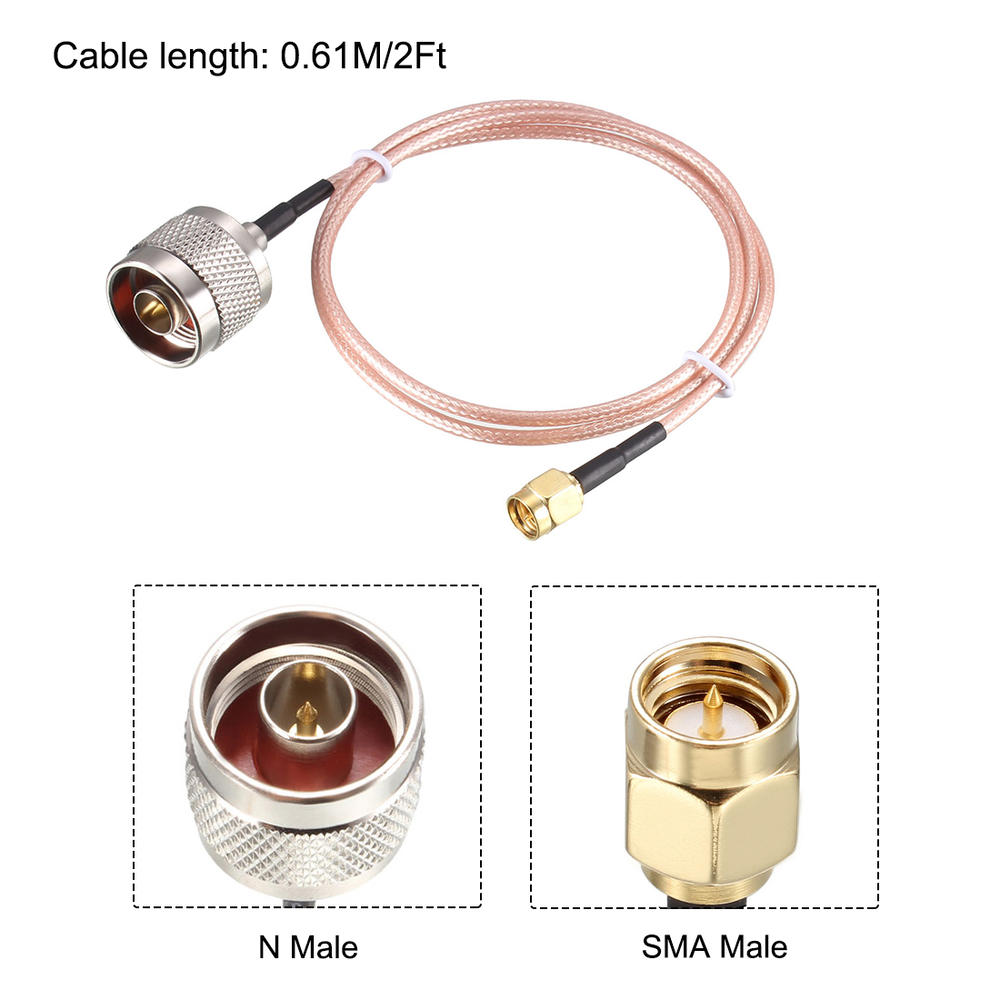 Unique Bargains Coax Extension Cable 0.61M/2Ft SMA Male to N Male RG316 Jumper Cable