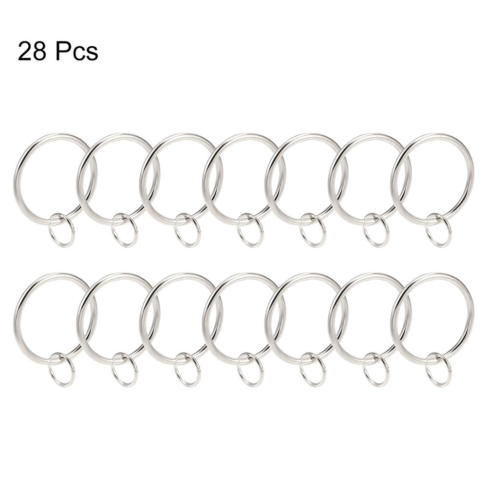 Unique Bargains Curtain Rings 37mm Inner Dia Drapery Ring for Curtain Rods Silver Tone 28 Pcs