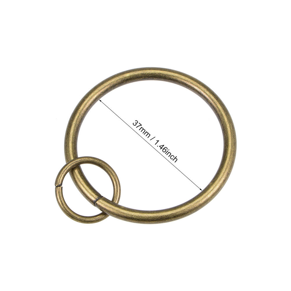 Unique Bargains Curtain Rings Metal 37mm Inner Dia Drapery Ring for Curtain Rods Bronze 28 Pcs
