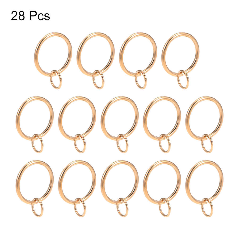 Unique Bargains Curtain Rings Metal 32mm Inner Dia Drapery Ring for Curtain Rods Gold 28 Pcs