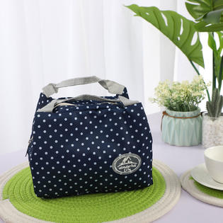 Unique Bargains Lunch Bag Box Travel Polyester Fabric Lunch Tote Insulated Hand Bag Dinner Warmer Cooler Pouch Carry Bag
