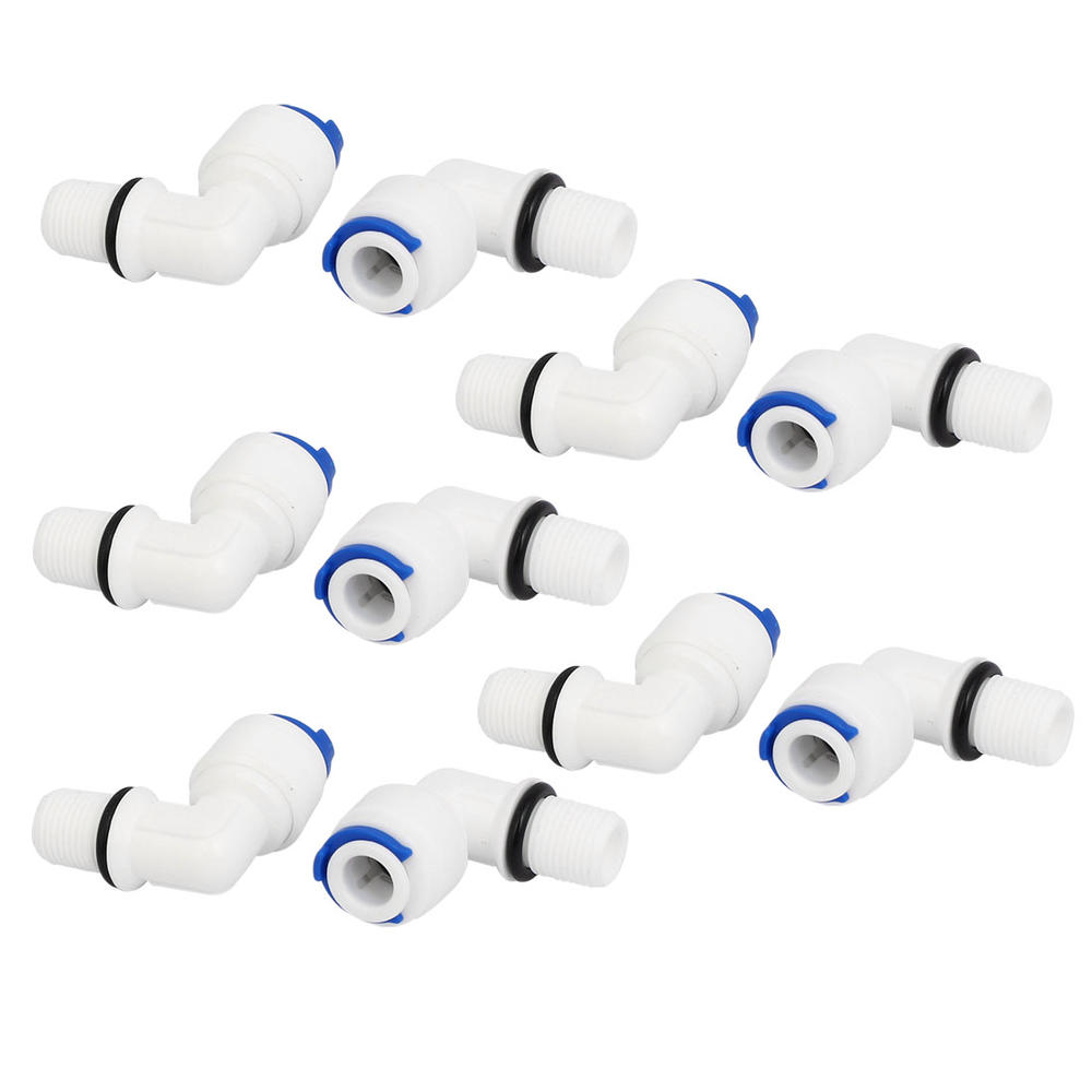 Unique Bargains M10 to 1/4-inch Tube Elbow Quick Connector 10pcs for RO Water Filter Fitting