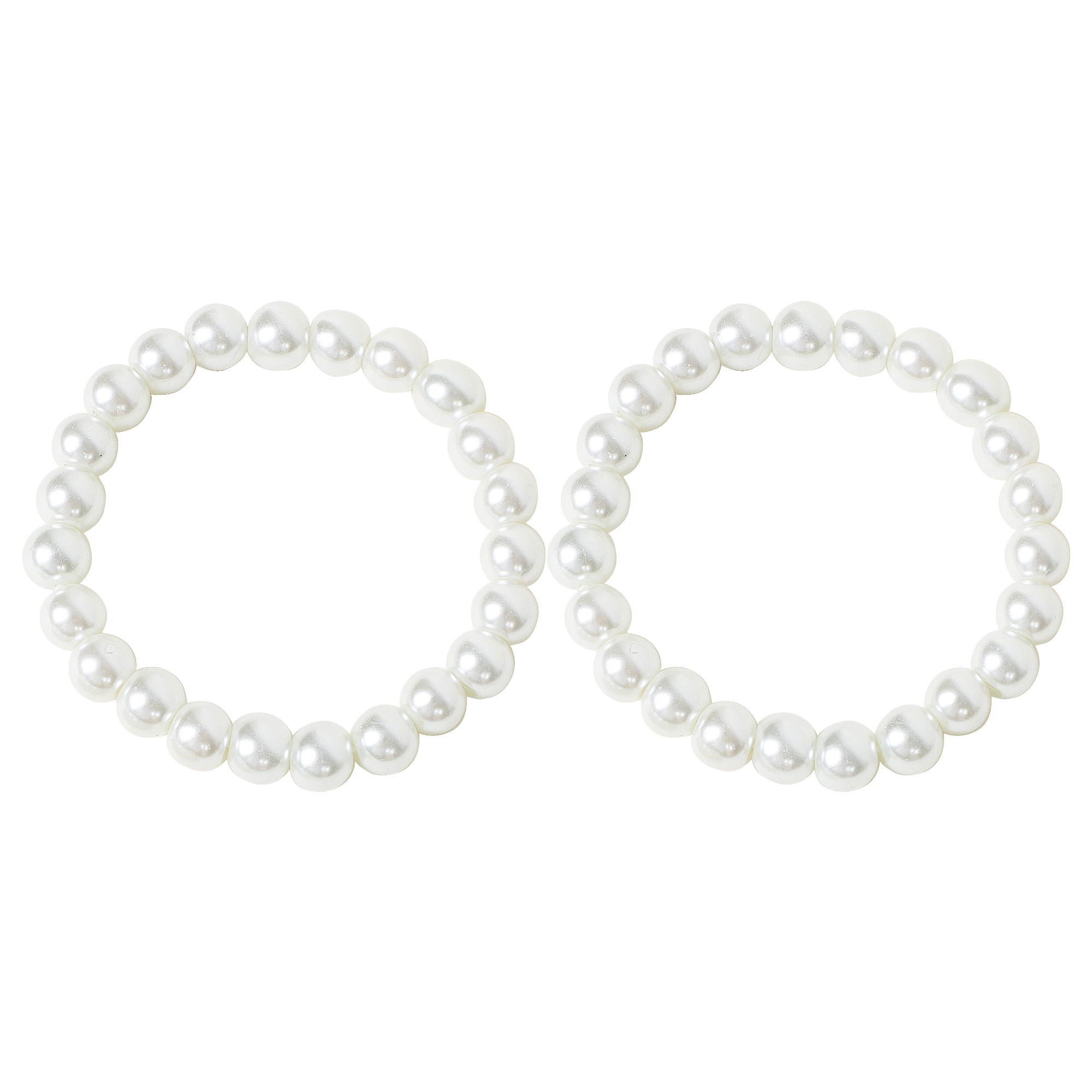 Unique Bargains 2 Pcs White Faux Pearls Beaded Elastic Bracelet Wrist Ornament for Women