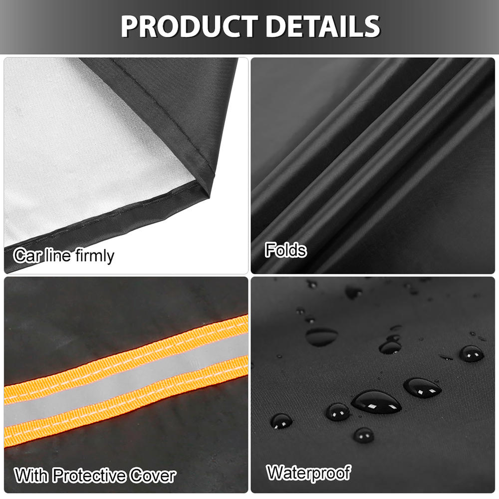 Unique Bargains Strap 3 Layer Thick Car Front Windshield Cover w Rearview Mirror Cover