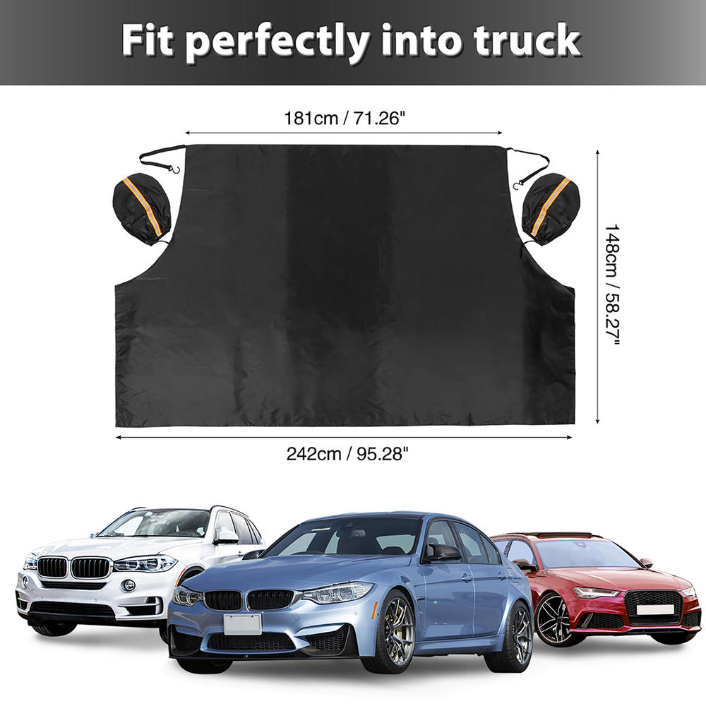 Unique Bargains Strap 3 Layer Thick Car Front Windshield Cover w Rearview Mirror Cover