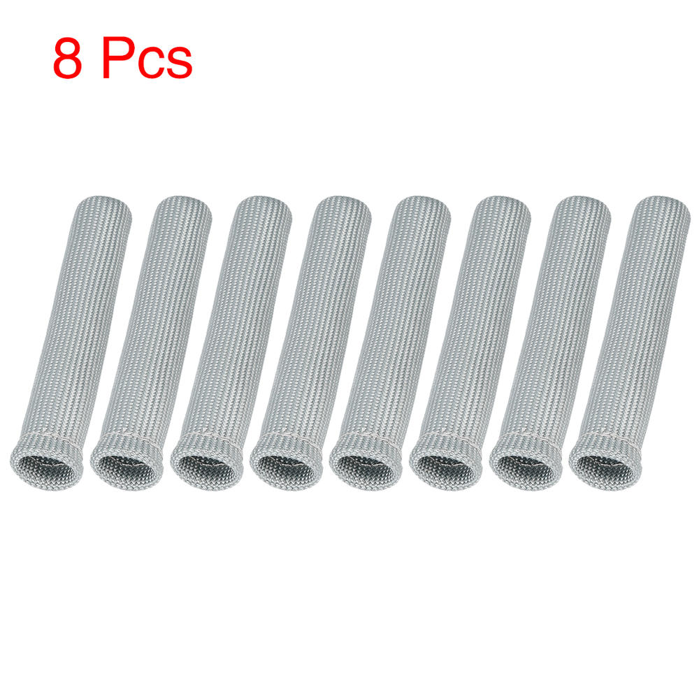 Unique Bargains 8 Pcs Engine Spark Plug Wire Boots Protector Sleeve Cover Silver Tone for Car