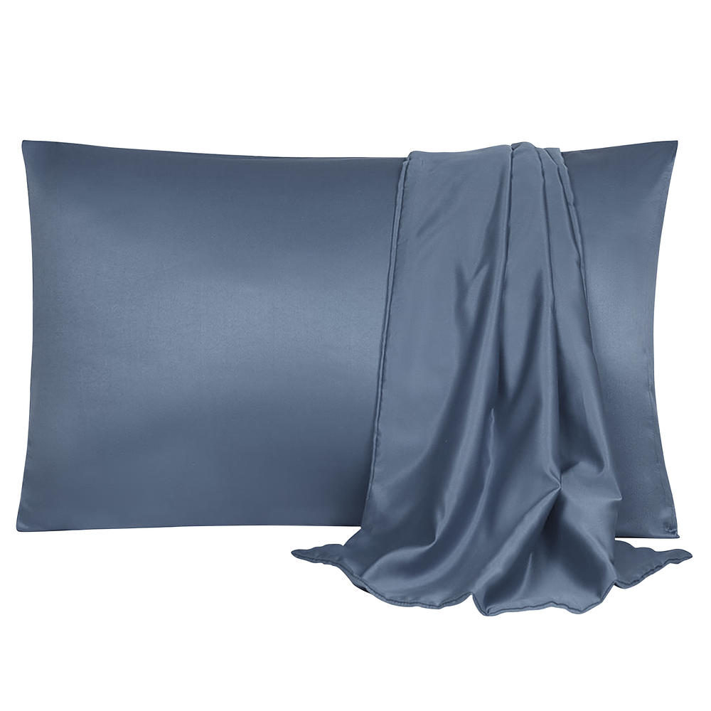 Unique Bargains Soft Silky Satin Pillowcases for Hair Skin 2PCS Pillow Case Standard, Slate Gray