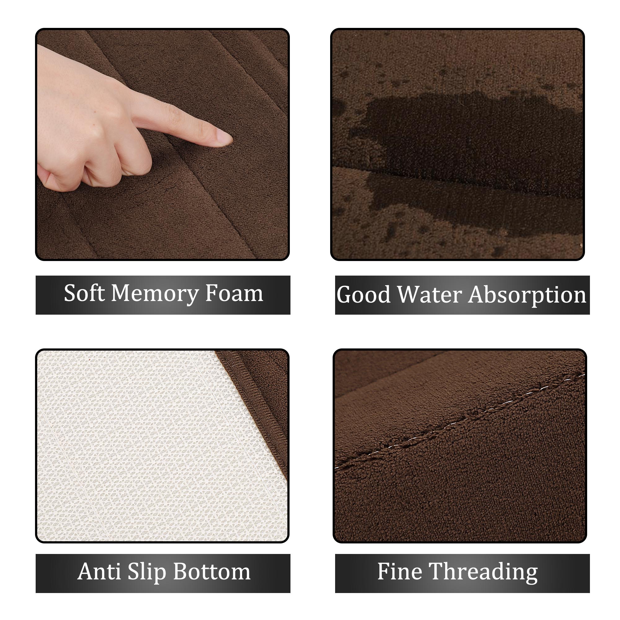 Unique Bargains Absorbent Soft Memory Foam Bath Tub Mat Floor Rug Washable Non-Slip Coffee Color