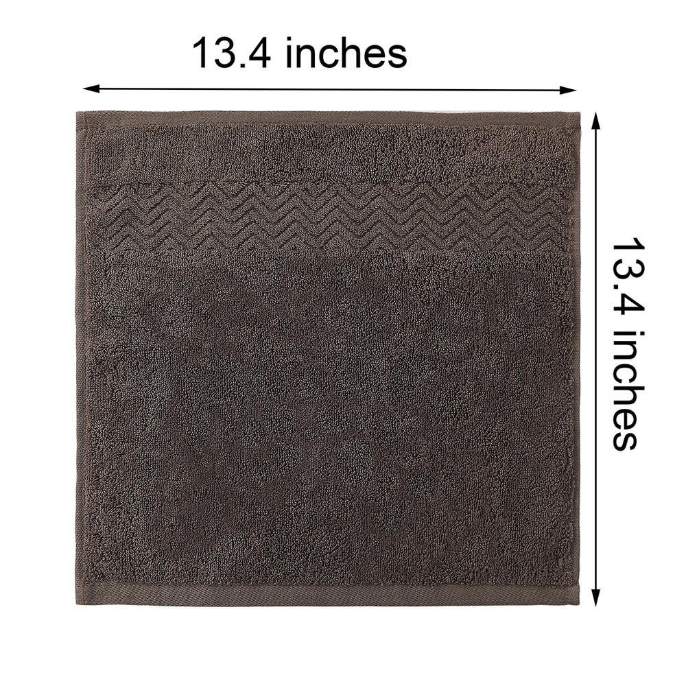 Unique Bargains Luxury Washcloth 6 Piece 13 x 13 Inch Soft and Absorbent 100% Cotton for Daily Use, Coffee Color