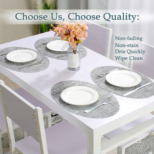 Piccocasa Set Of 6 Placemats Cross Woven Washable Dining Table Mats Gray 18 X 12