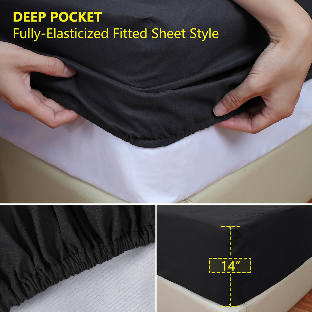 Unique Bargains Water Resistant Mattress Protector Bed Pad Cover Fitted Sheet Black Queen