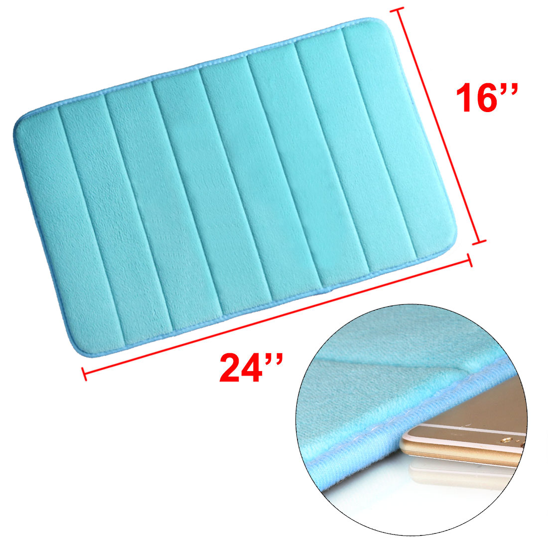 Unique Bargains Bathroom Rugs Non-slip Soft Absorbent Rebound Memory Foam Bath Mats 24 X 16 Inch Blue