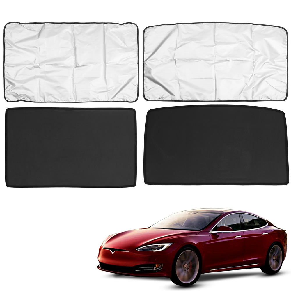 Unique Bargains Glass Roof Sunroof Cover Window Sun Shade Coated Cloth Set for Tesla Model S