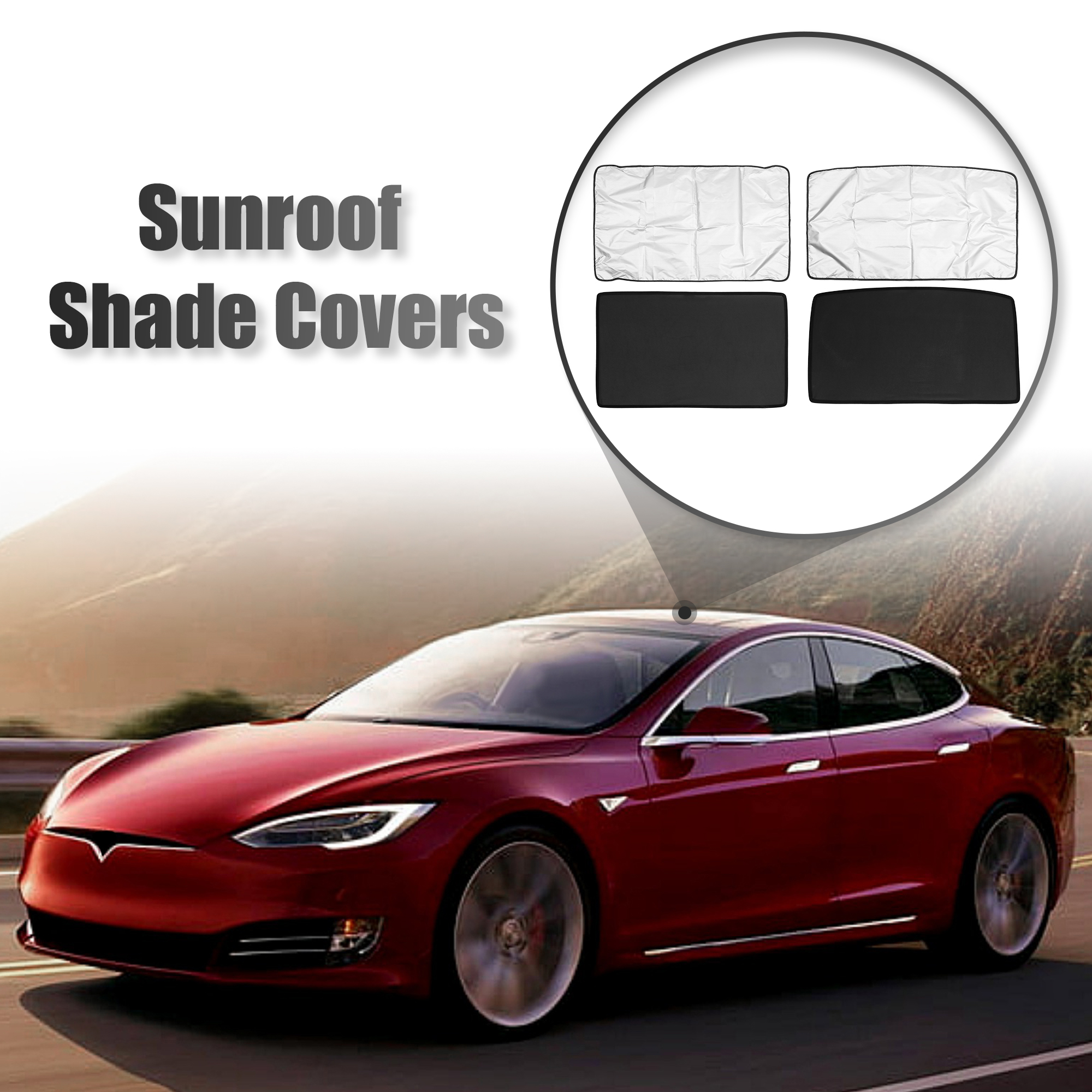 Unique Bargains Glass Roof Sunroof Cover Window Sun Shade Coated Cloth Set for Tesla Model S