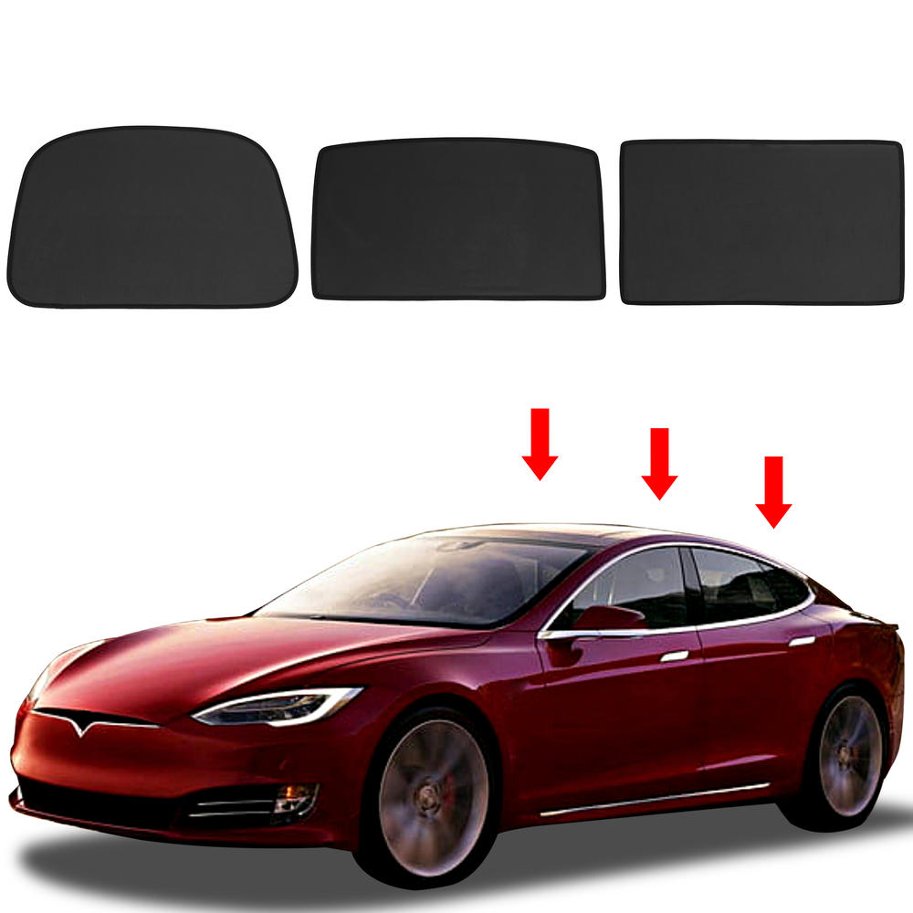 Unique Bargains 3 Pcs Glass Roof Sunroof Shade Cover Window Sun Shade for Tesla Model S Top Roof