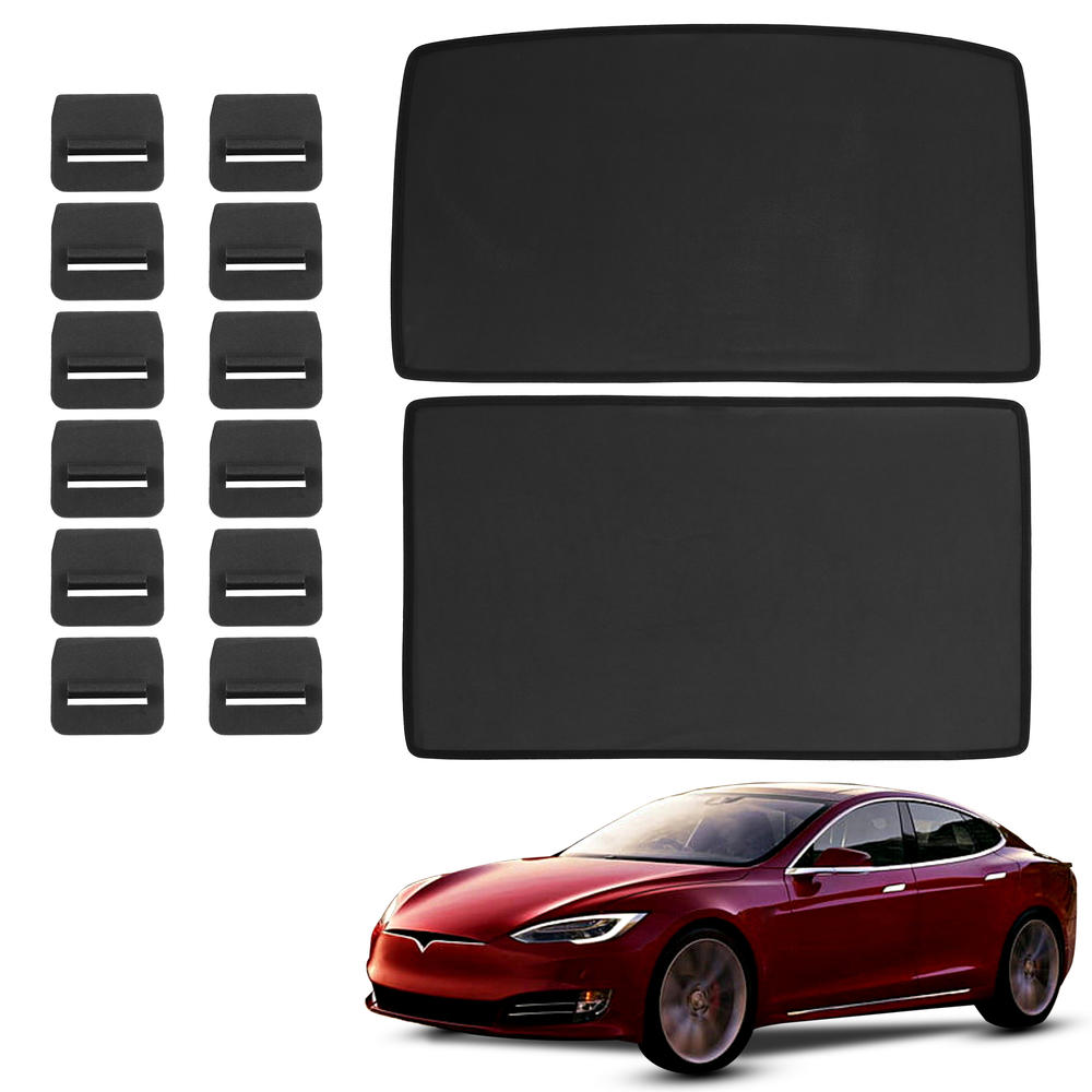 Unique Bargains 2 Pcs Glass Roof Sunroof Shade Cover Window Sun Shade for Tesla Model S Top Roof