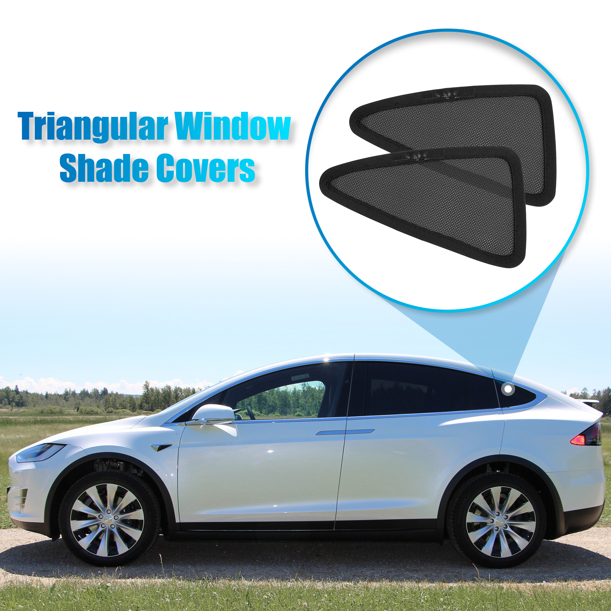 Unique Bargains 2 Pcs Glass Shade Cover Triangular Window Sun Shade Cover for Tesla Model X