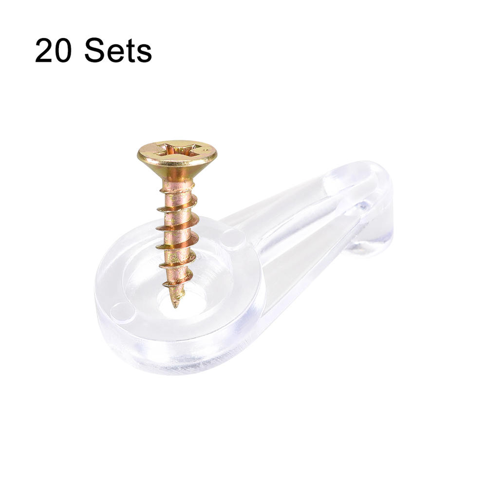 Unique Bargains Glass Retainer Clips Kit 1inch Cabinet Glass Door Clip Holder with Screws 20Set