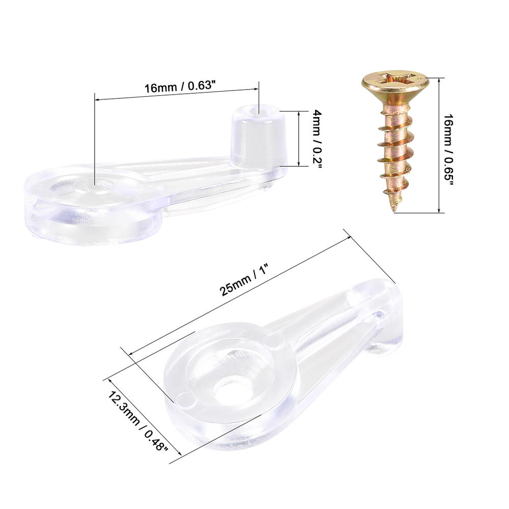 Unique Bargains Glass Retainer Clips Kit 1inch Cabinet Glass Door Clip Holder with Screws 20Set