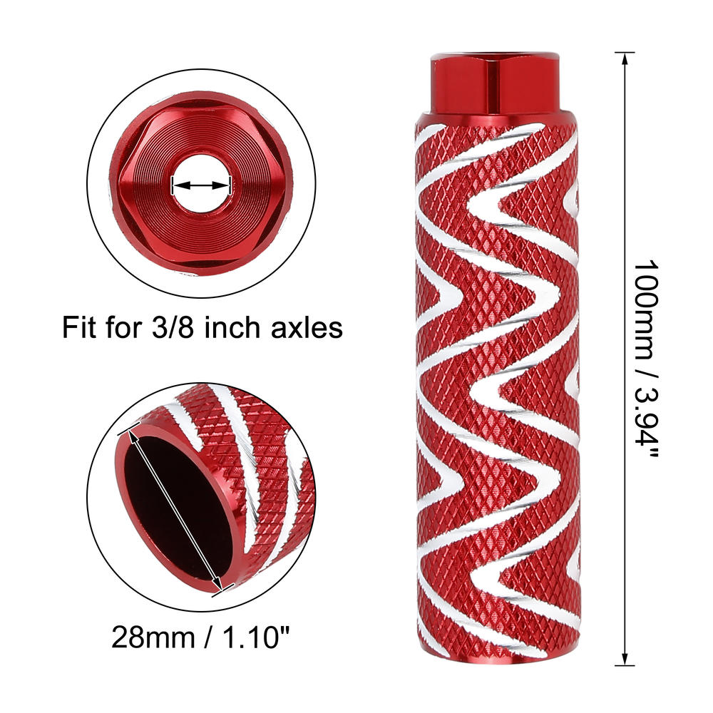 Unique Bargains Pair Aluminum Alloy Wave Stripes Bike Foot Pegs Fit 3/8 Inch 100x28mm Red