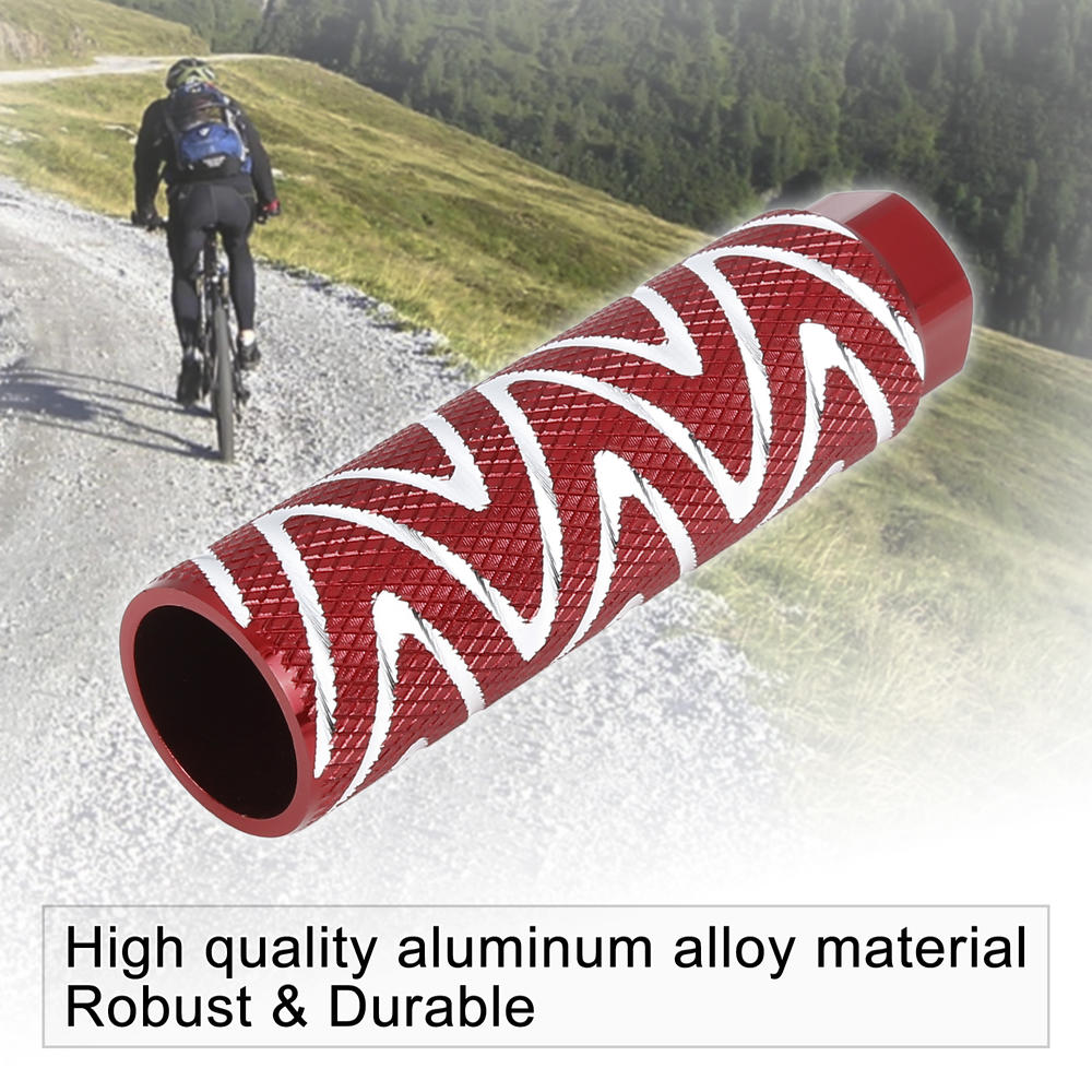 Unique Bargains Pair Aluminum Alloy Wave Stripes Bike Foot Pegs Fit 3/8 Inch 100x28mm Red