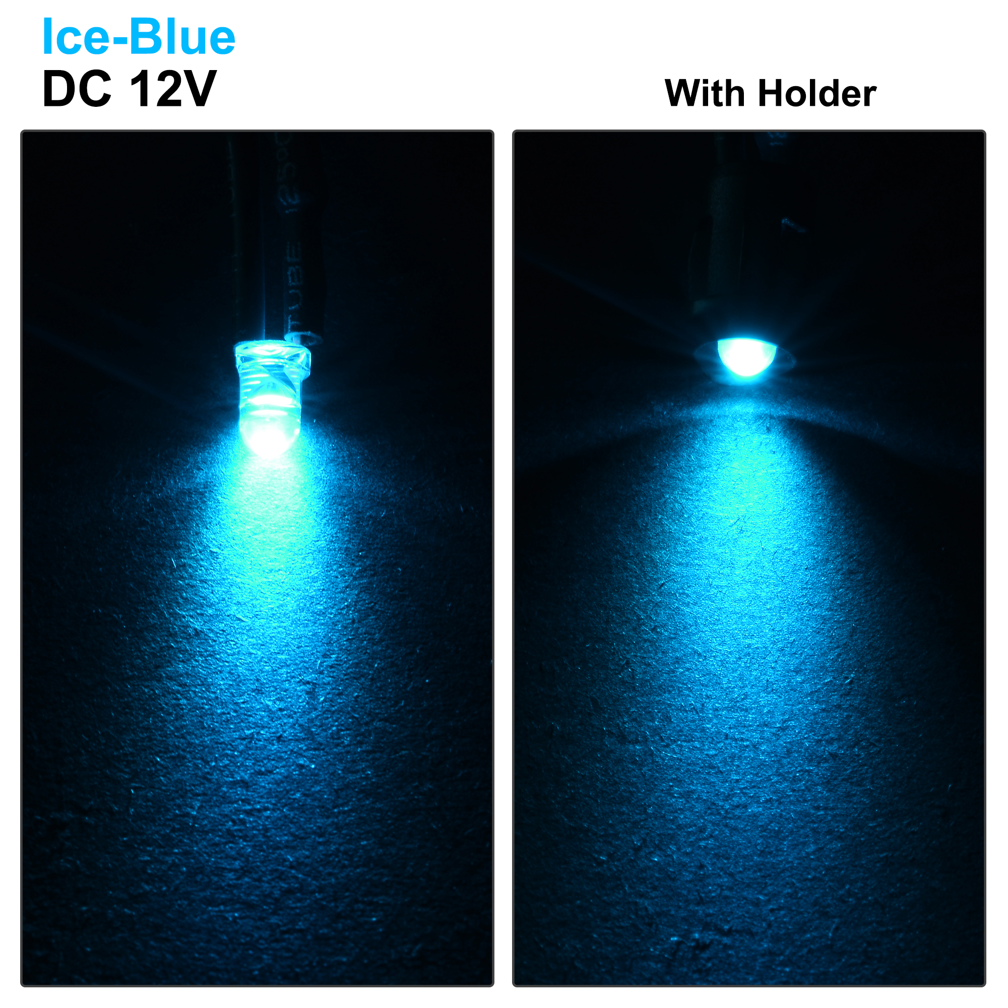 Unique Bargains 20Set DC12V 3mm Pre Wired LED with Holder Ice-Blue Light Lens 6mm Panel Mount