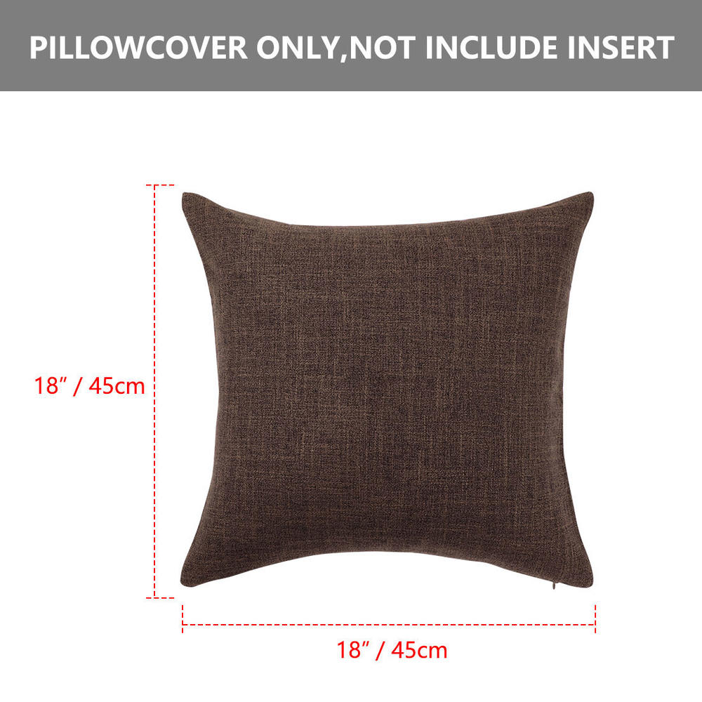 Unique Bargains 2pcs Decorative Cotton Linen Square Throw Pillow Cover Cases for Couch Bed Brown