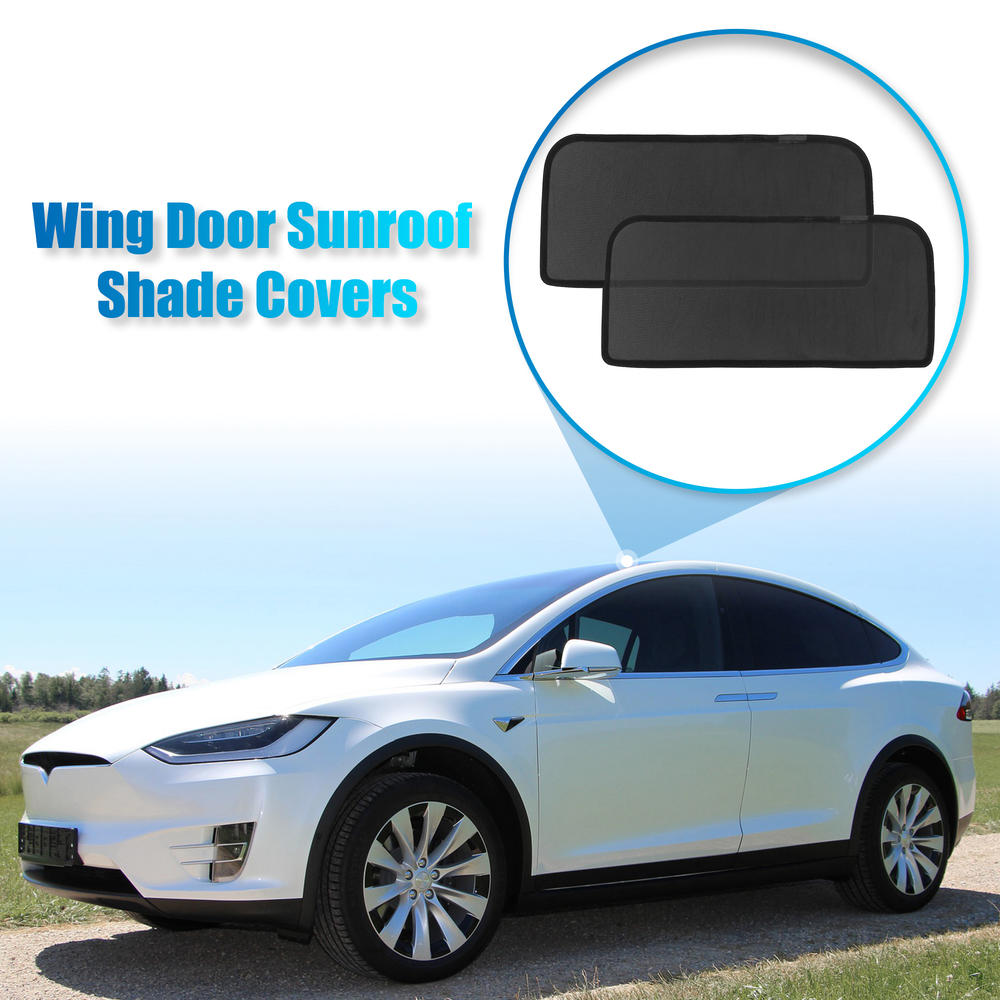 Unique Bargains 2 Pcs Glass Sunroof Shade Cover Wing Door Sun Shade for Tesla Model X Top Roof