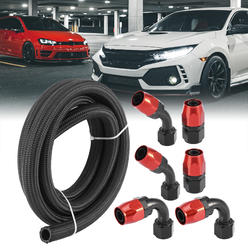 Unique Bargains Car Braided 10ft 3/4" Fuel Line with AN12 End Fitting for CPE Oil Gas Hose