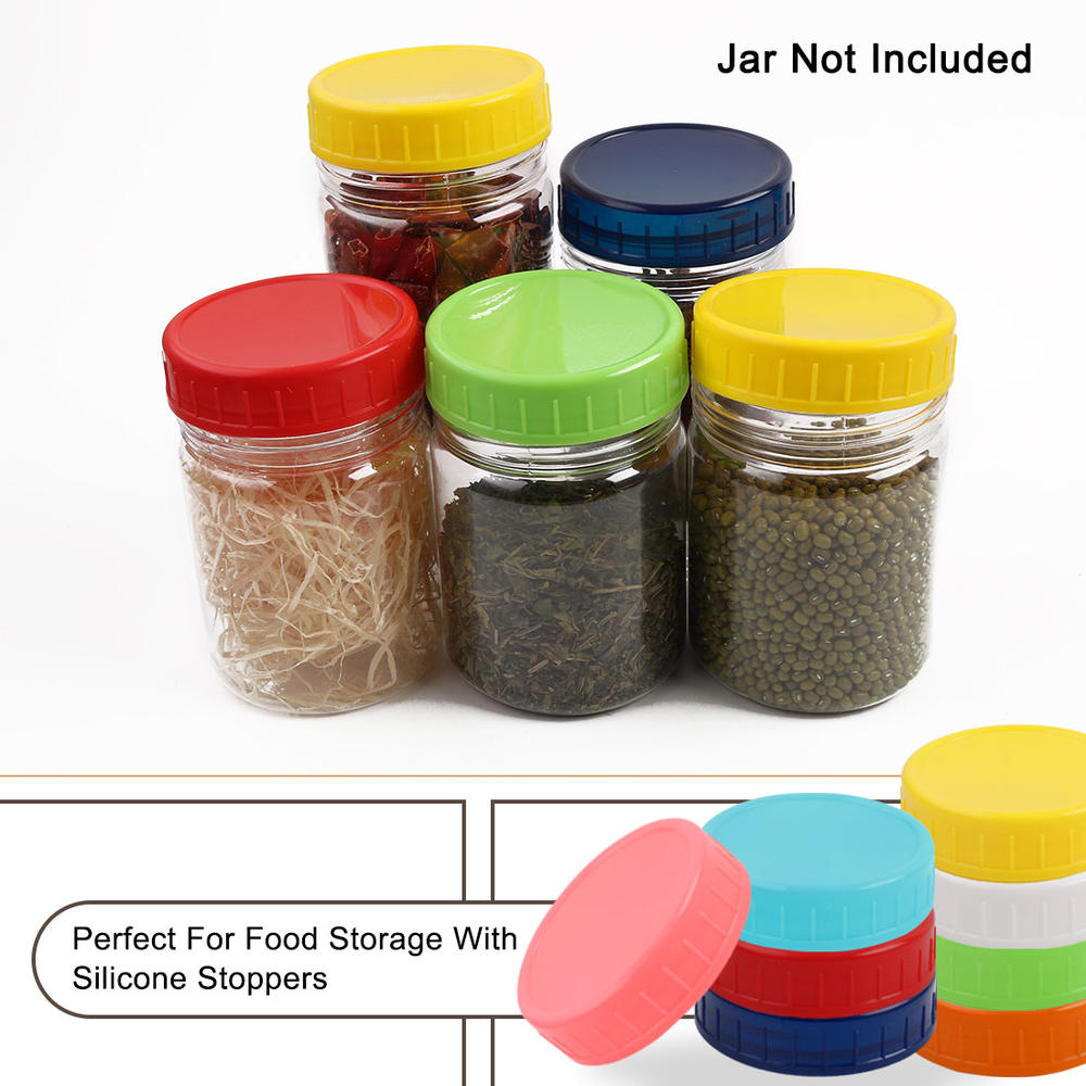 Unique Bargains 16 Pcs Assorted Color Plastic Mason Jar Lids Regular Mouth Mason Canning Jars