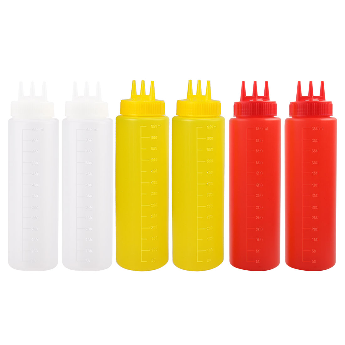 Unique Bargains Plastic 24 Oz Three Hole Squeeze Bottle Condiment Ketchup  Mustard Oil Dispensers