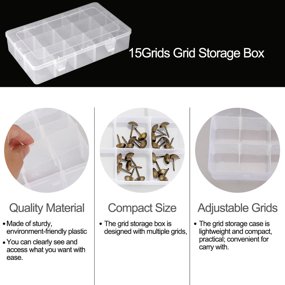 Unique Bargains 15 Grids Grid Storage Box Clear Detachable PP Plastic Case for Small Jewelry