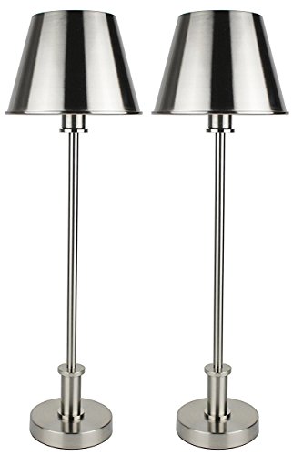 Urbanest Set Of 2 Brushed Nickel Eaton Buffet Lamps With Metal Lamp Urbanest Set Of 2 Brushed Nickel Eaton Buffet Lamps With Metal Lamp Shades