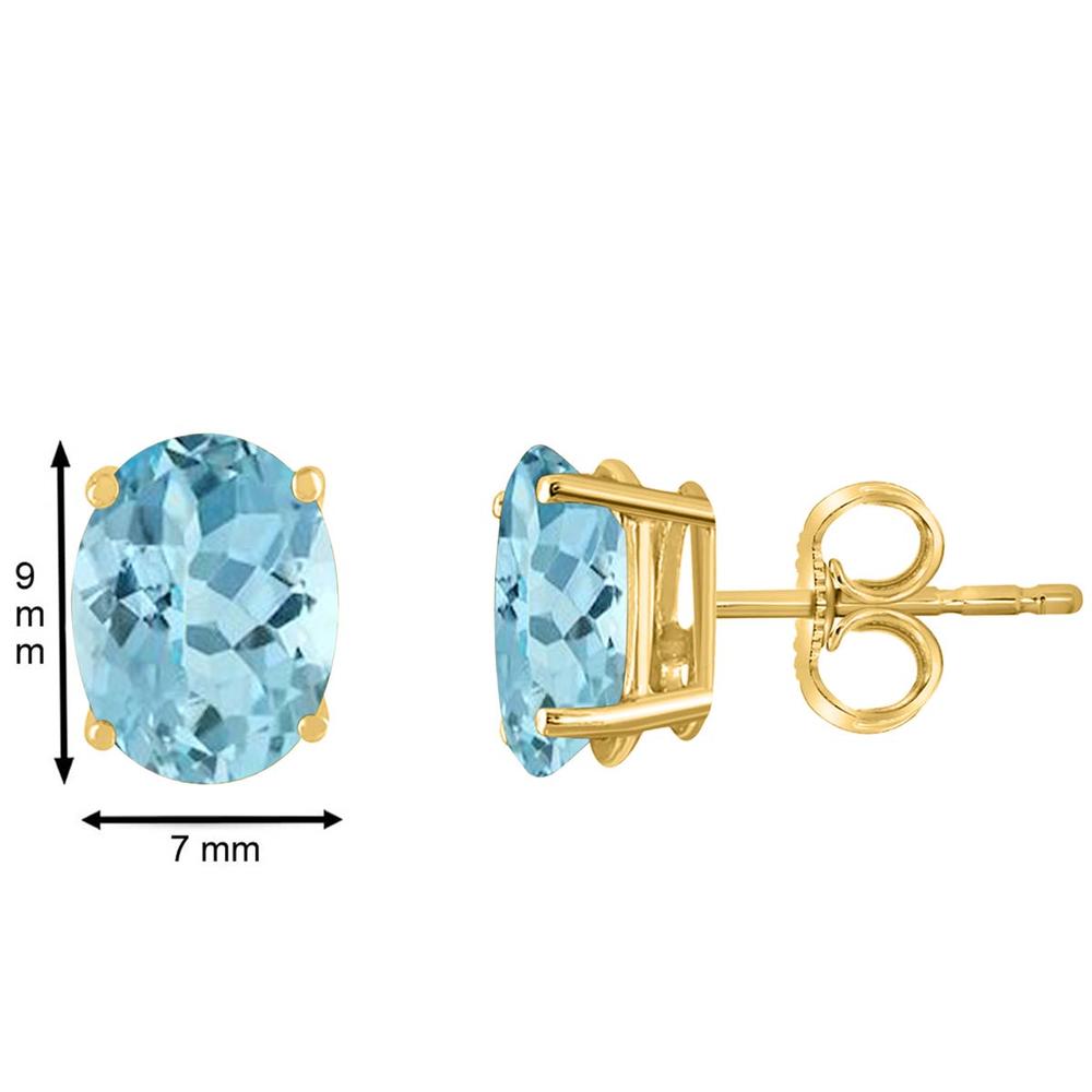 Aone 3.26Ct Oval Aquamarine Earrings in 14k Yellow Gold