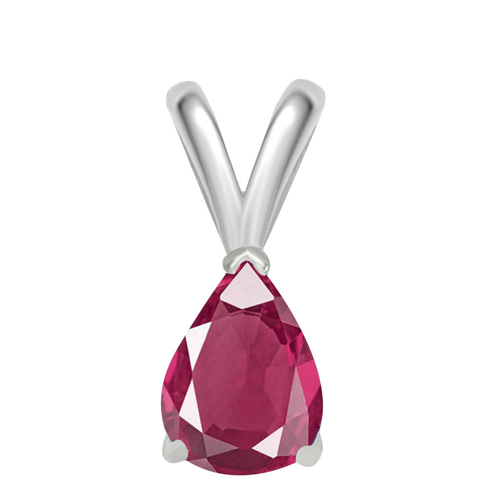 Aone 0.90Ct Pear Ruby Pendant in 14k White Gold