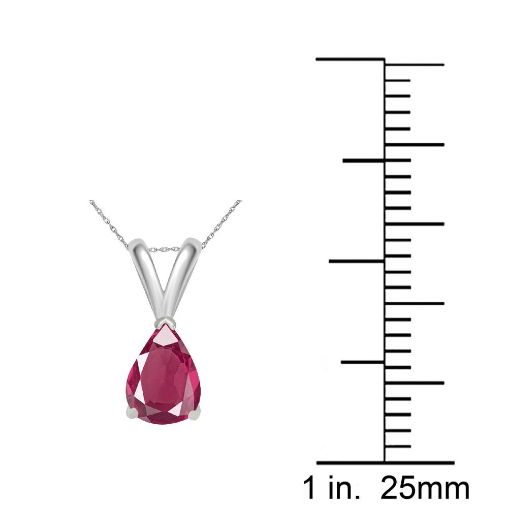 Aone 0.90Ct Pear Ruby Pendant in 14k White Gold